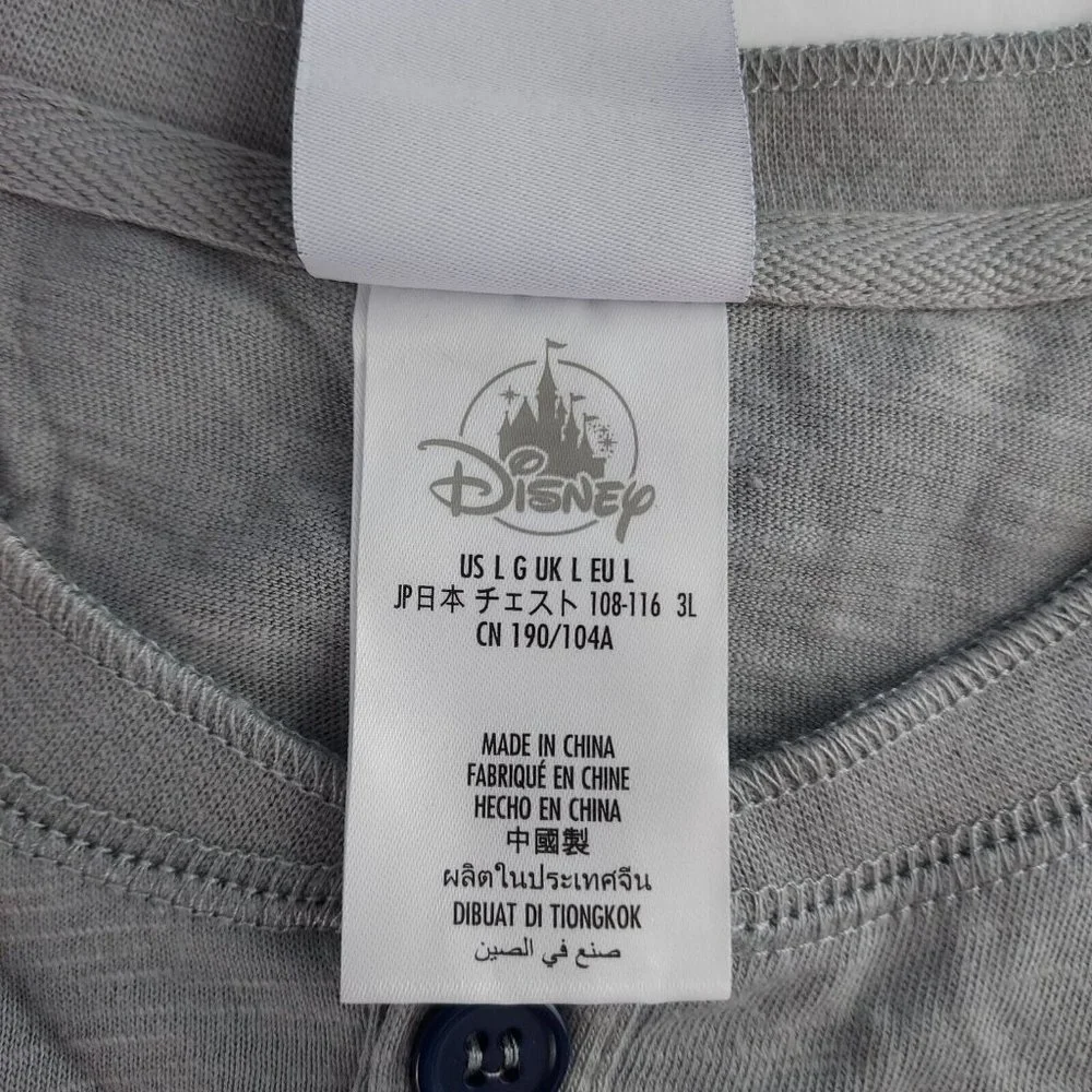 Disney World Henley Shirt Mens Large Gray 50th Anniversary‎ Castle 1971 New